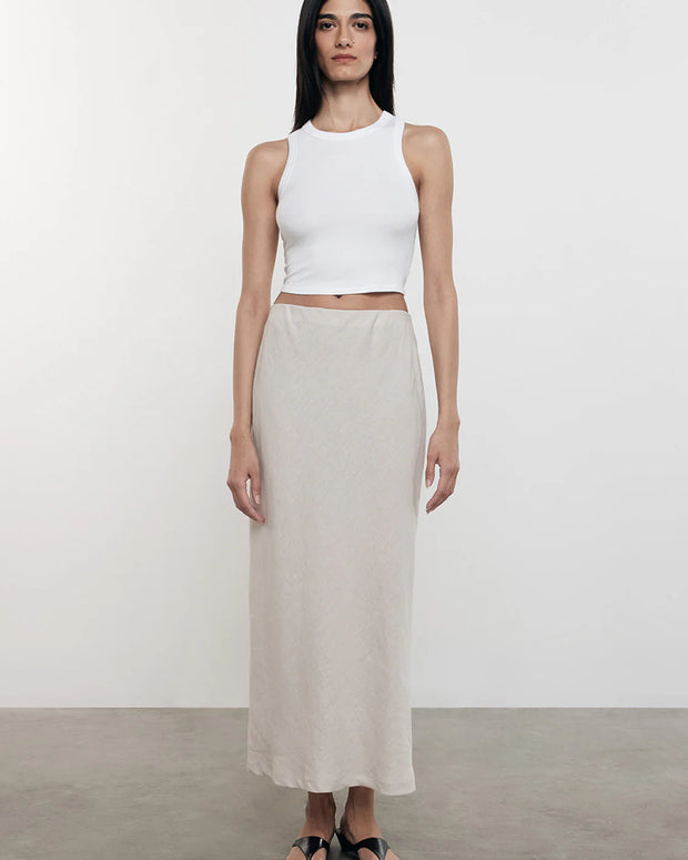 Enza Costa - Silk Ribbed Cropped Tank - White Cropped Tank