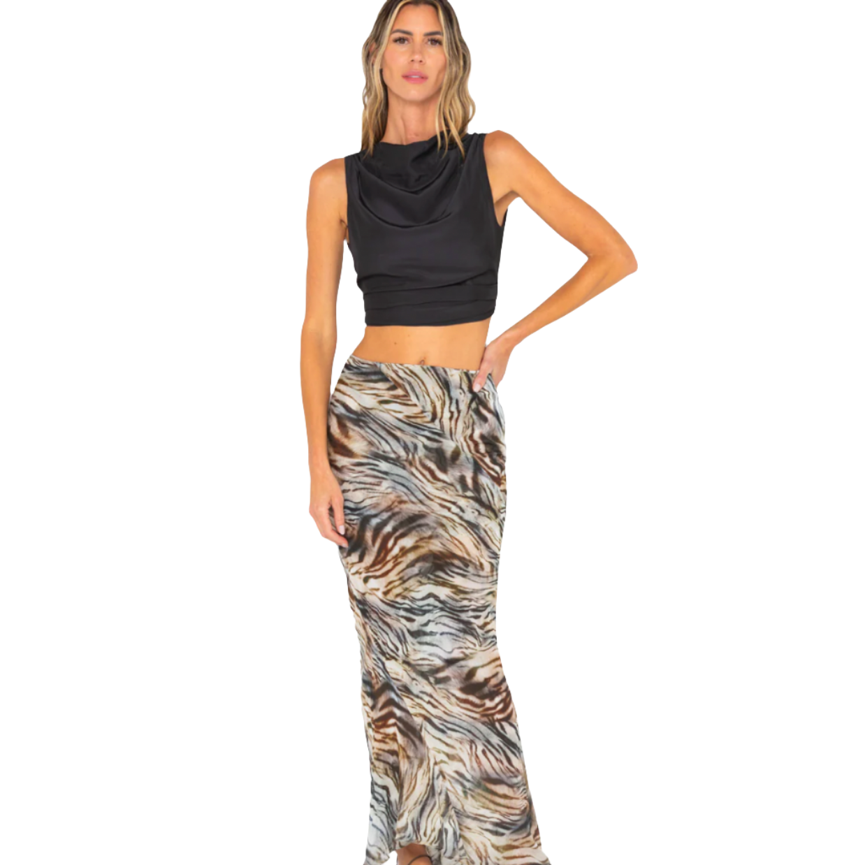 JBQ Safari Sevvy Print Maxi Skirt 