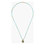 chan luu 18k gold plated sterling silver necklace featuring bezel wrapped emerald and beaded top with turquoise, amazonite and crystal. 22in. length.