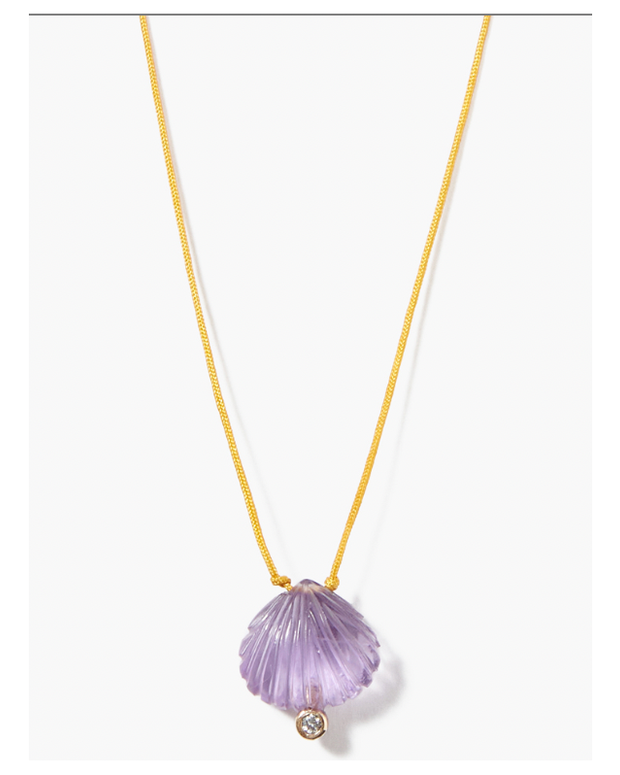 chan luu shell necklace - Diamond chan luu necklace - amethyst necklace