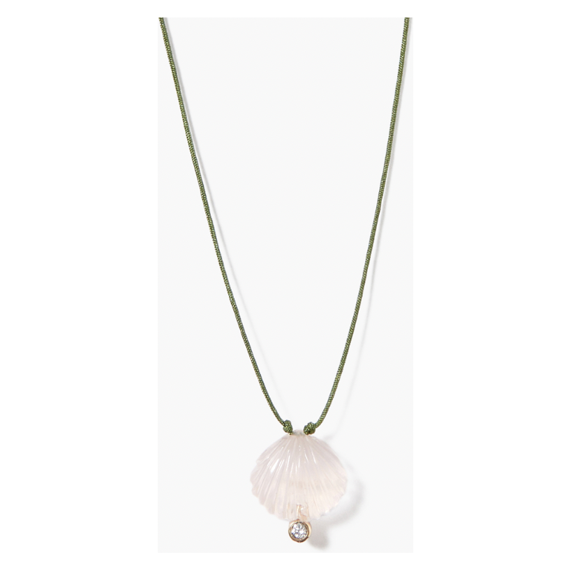 Chan luu rose quartz diamond shell necklace - chan luu jewelry 