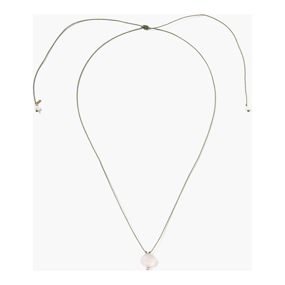 Chan luu rose quartz diamond shell necklace - chan luu jewelry 