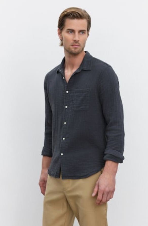 Elton Cotton Gauze Button-Up Shirt