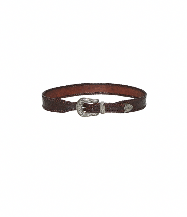 maison hotel belt - maison hotel arizona soul phoenix belt - arizona soul phoenix belt in mud - brown 100% leather belt silver hardware