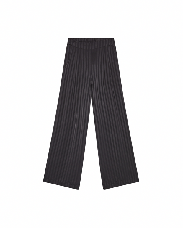 100% VI black pants - maison hotel satin striped black pants - maison hotel satin night eugenie pant