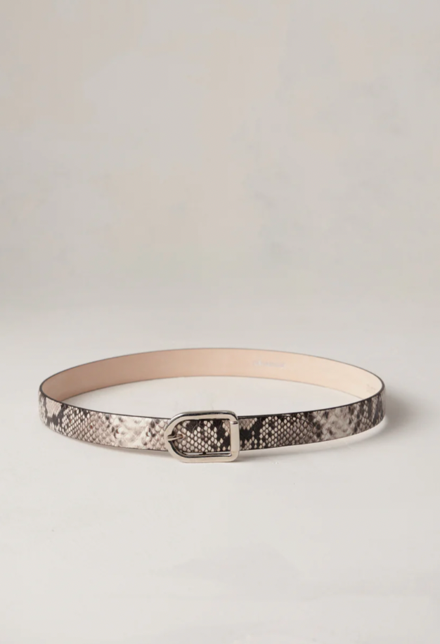 déhanche mija snake animal embossed belt - mija belt silver - minimalist animal print belt 