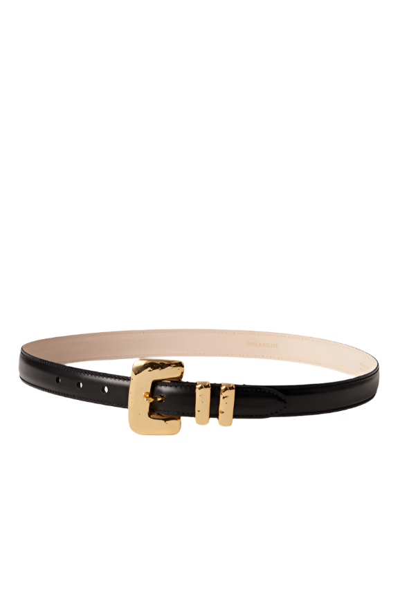 déhanche tetra hammered rectangle belt - tetra belt black and gold 