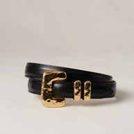 déhanche tetra hammered rectangle belt - tetra belt black and gold 