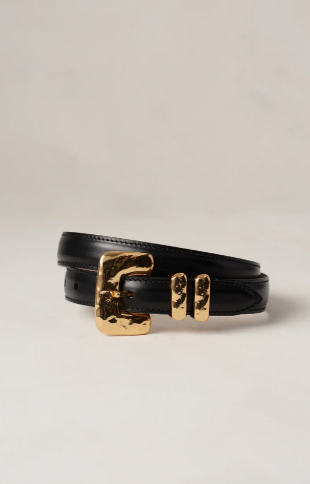 déhanche tetra hammered rectangle belt - tetra belt black and gold 