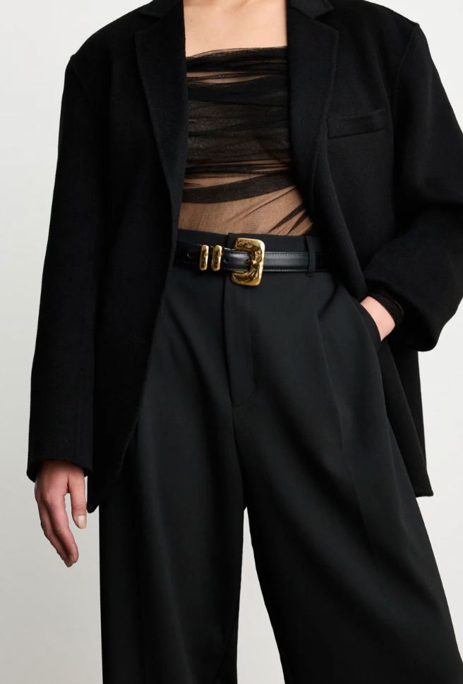 déhanche tetra hammered rectangle belt - tetra belt black and gold 