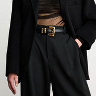 déhanche tetra hammered rectangle belt - tetra belt black and gold 