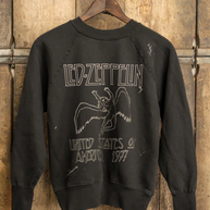 made worn vintage shrunken sweatshirt led zeppelin - led zeppelin 1977 - concert merch - band sweatshirt 