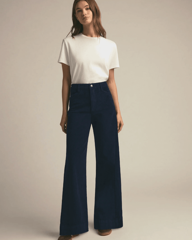 favorite daughter mischa cord wide leg pant navy - corduroy navy pant 