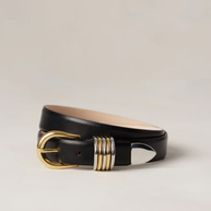 Déhanche Hollyhock Mixed Metal Belt Black, Womens Designer Belts