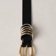 Déhanche Hollyhock Mixed Metal Belt Black, Womens Designer Belts