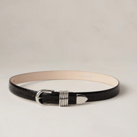 Déhanche Hollyhock Croco Belt in Black, Women's Black and Silver Belt 