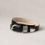 Déhanche Hollyhock Croco Belt in Black, Women's Black and Silver Belt 