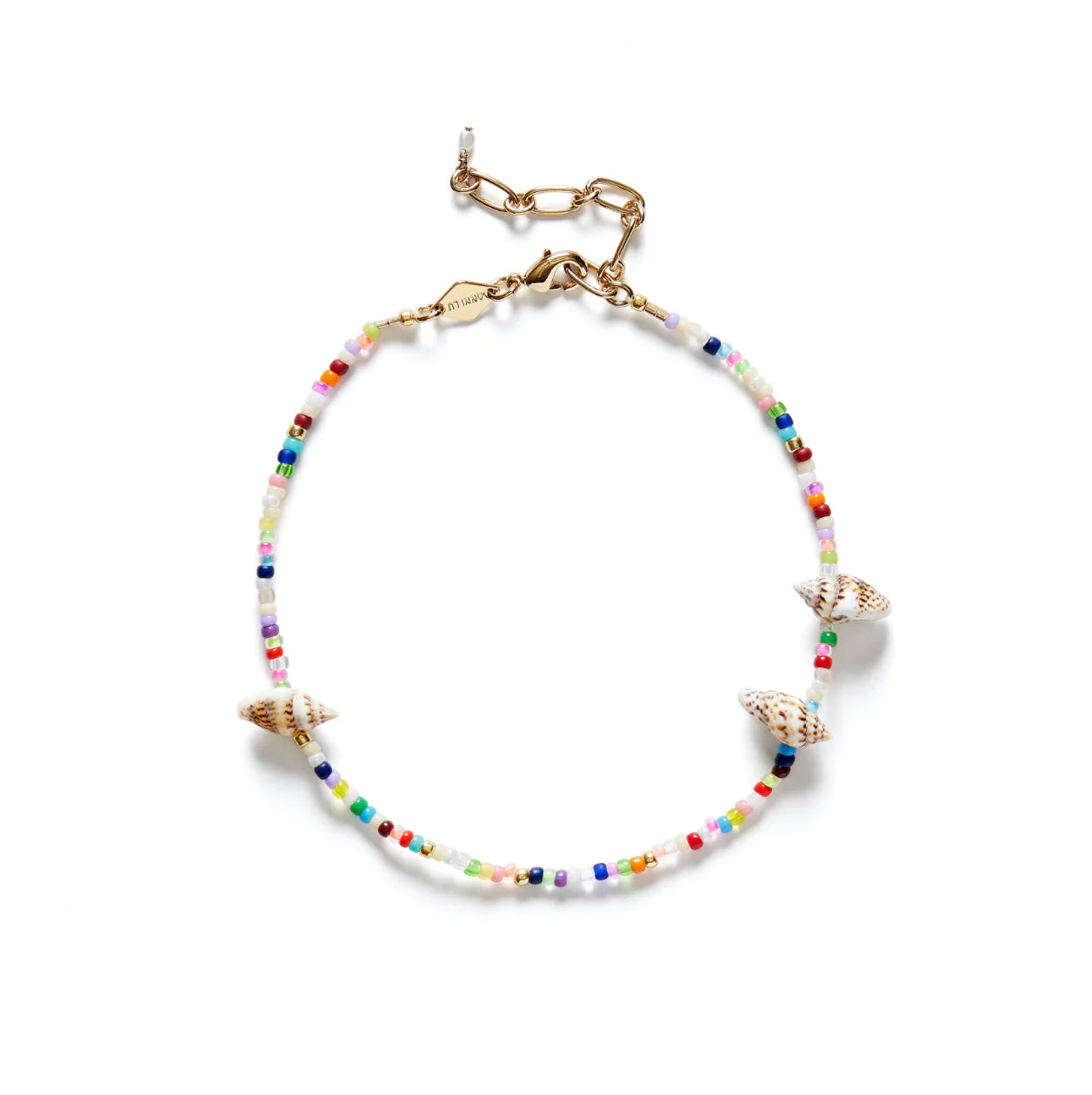 Fiesta Shell Anklet Anni Lu - mixed colored glass anklet with shells