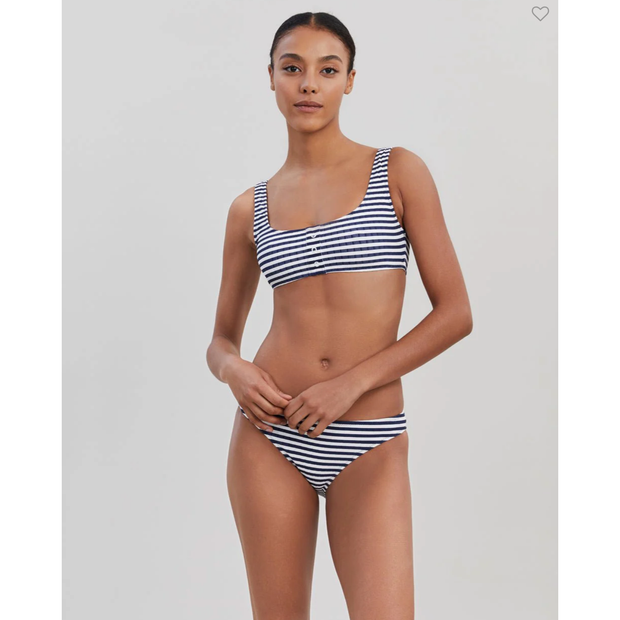 Solid and Striped Elle Ribbed Bikini in French Navy Striped - Striped Bikini 