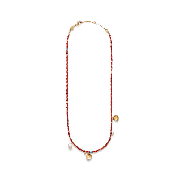 anni lu necklace - anni lu beaded necklace -Agate, Kallaite, Sea Bamboo, Cubic Zirconia, Jade, Cultured Freshwater Pearl, Aventurine, Glass Beads and Imitation Opal 