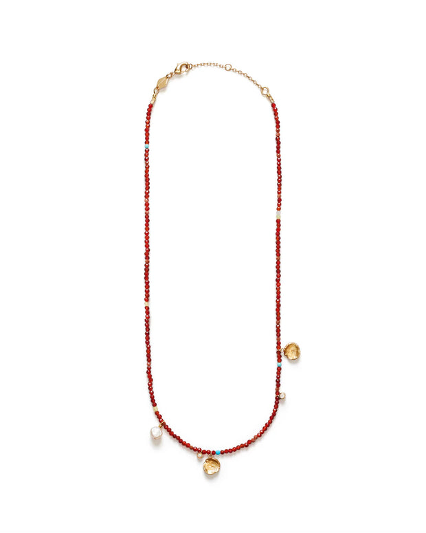 anni lu necklace - anni lu beaded necklace -Agate, Kallaite, Sea Bamboo, Cubic Zirconia, Jade, Cultured Freshwater Pearl, Aventurine, Glass Beads and Imitation Opal 