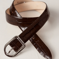 Dehanche Mija Croco Belt - Chocolate brown leather belt 