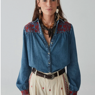 Phoebe West Denim Blue Moon Blouse