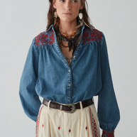 Phoebe West Denim Blue Moon Blouse