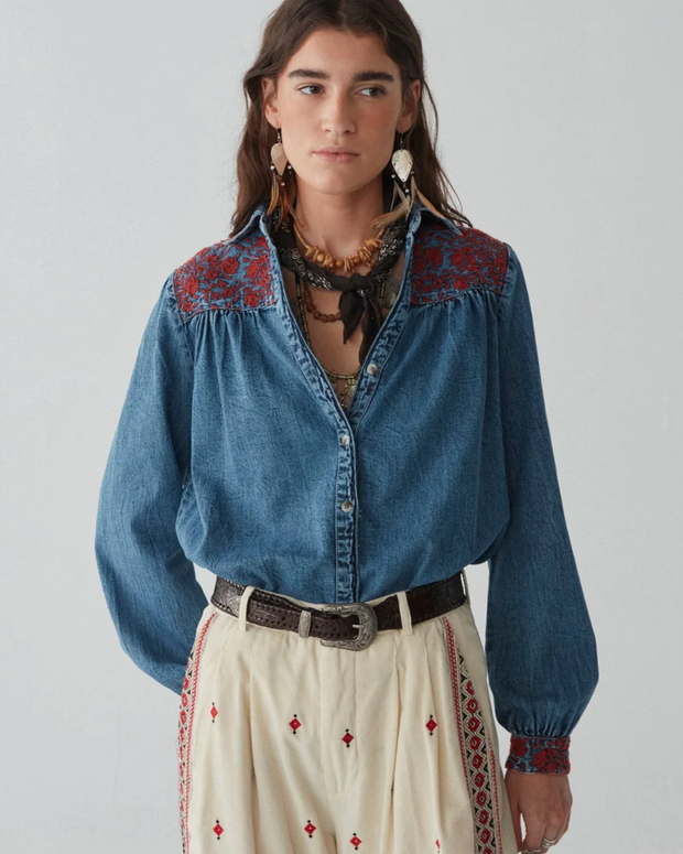 Phoebe West Denim Blue Moon Blouse