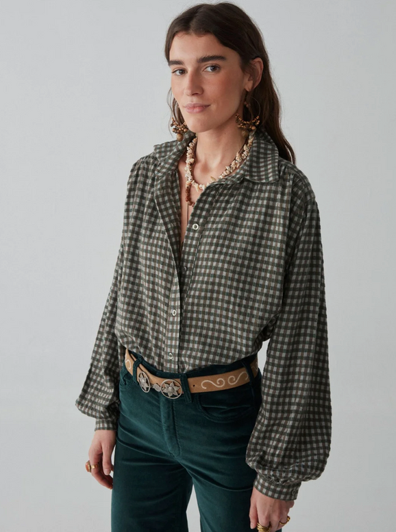 Truffaut Blouse in Brown Squares