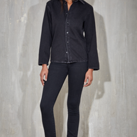 3x1 Clare Shirt in Volcano - Black denim button down shirt 