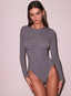 Fleur du Mal Organic Cotton Long Sleeve T-Shirt Bodysuit Heather Grey Bodysuit 