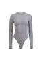 Fleur du Mal Organic Cotton Long Sleeve T-Shirt Bodysuit Heather Grey Bodysuit 