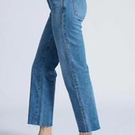 Askk Ny Low Rise Straight Studded Muse Jeans, Straight leg jeans, Studded Jeans, Women's Straight Leg Jeans 