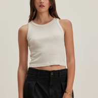 Harla Ribbed Crop Tank | Bisque