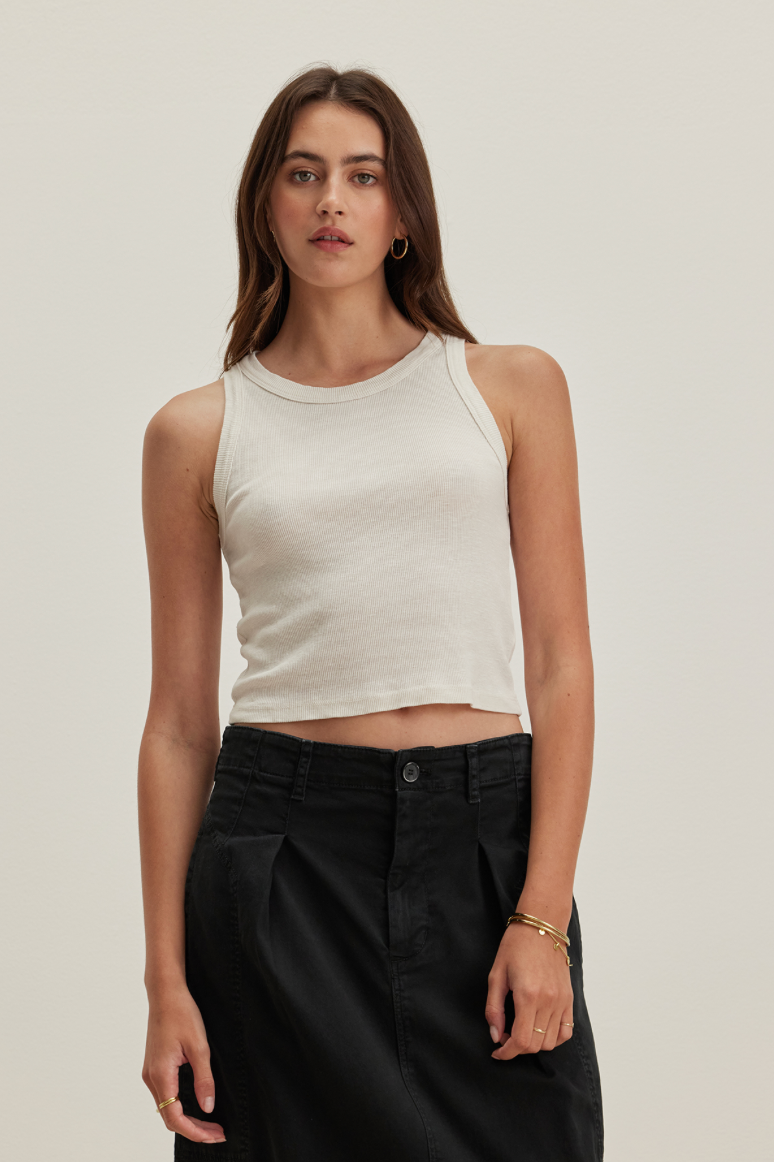 Harla Ribbed Crop Tank | Bisque