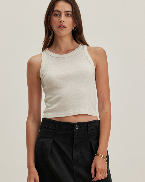 Harla Ribbed Crop Tank | Bisque