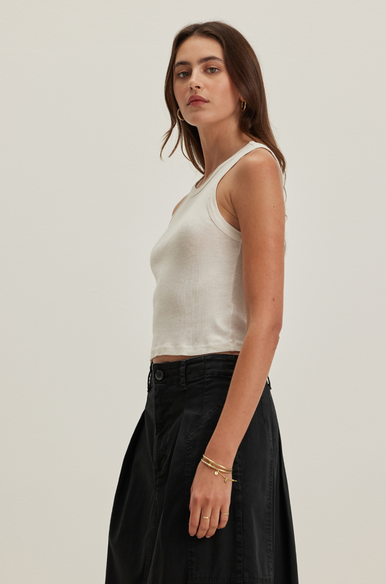 Harla Ribbed Crop Tank | Bisque