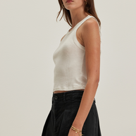 Harla Ribbed Crop Tank | Bisque