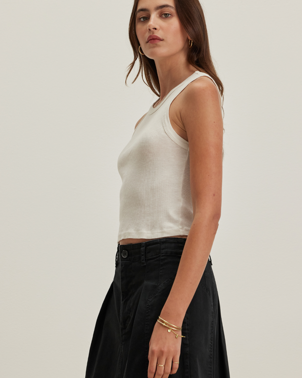 Harla Ribbed Crop Tank | Bisque