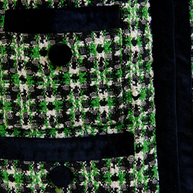 Green, black and white tweed jacket with pearl embellishments