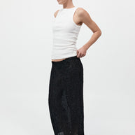 St. Agni Feathered Silk Skirt in Black 