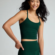 Beyond Yoga Spacedye Slim Racerback Cropped Tank Dark Spruce Green Heather 