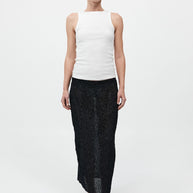 St. Agni Feathered Silk Skirt in Black 