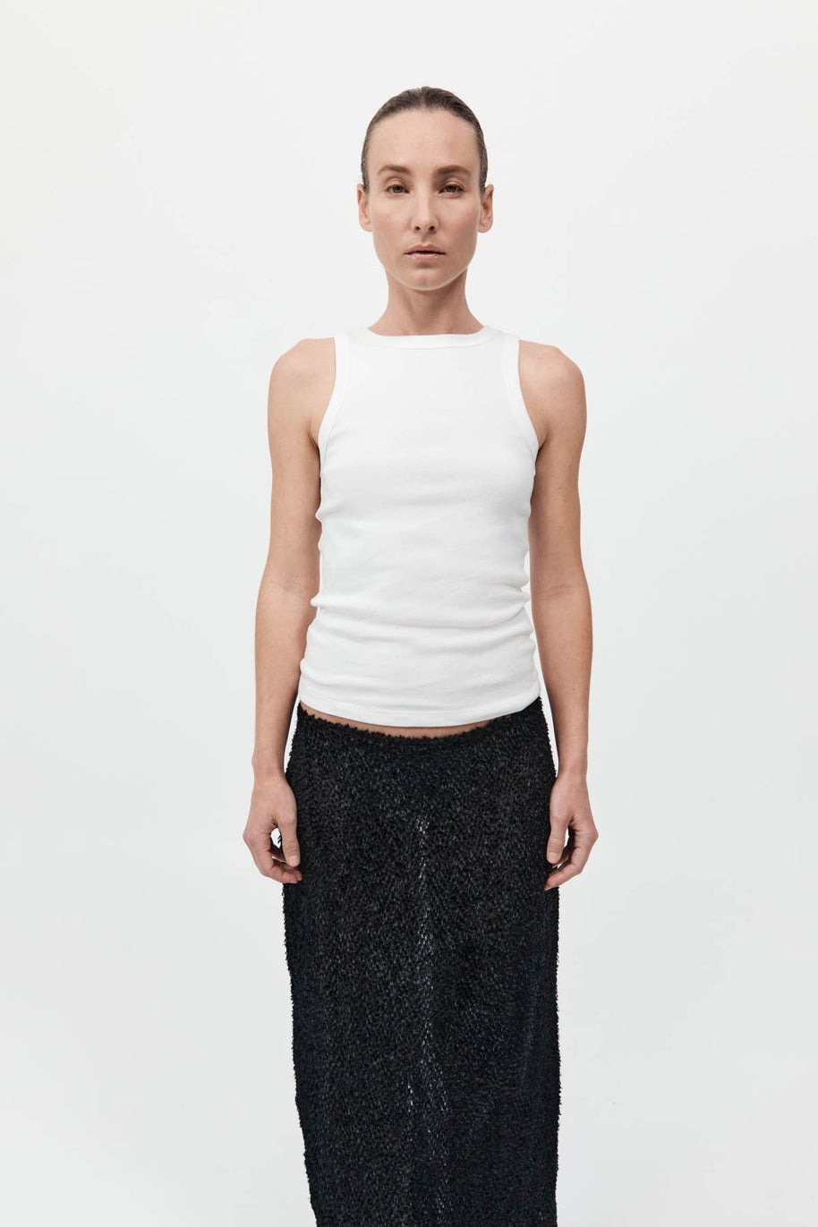 St. Agni Feathered Silk Skirt in Black 