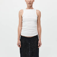 St. Agni Feathered Silk Skirt in Black 