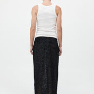 St. Agni Feathered Silk Skirt in Black 