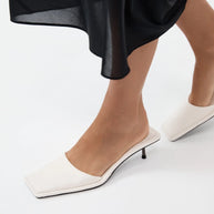 St. Agni White Square Toe Heels Tofu