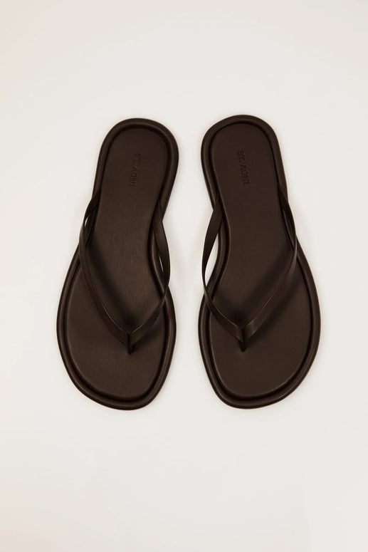 St. Agni Flip Flop - Chocolate Brown - Leather evening flip flop 