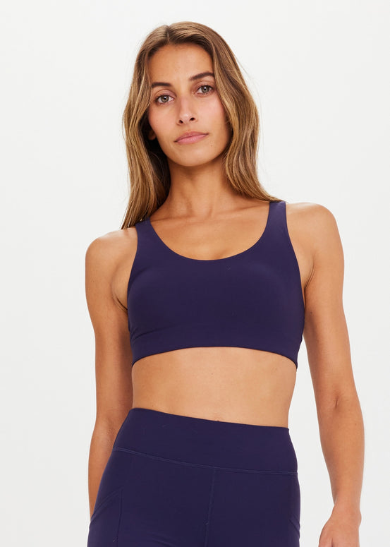 The Upside Peached Jade Bra in Navy, Navy Workout Bra, Navy Sports bra 